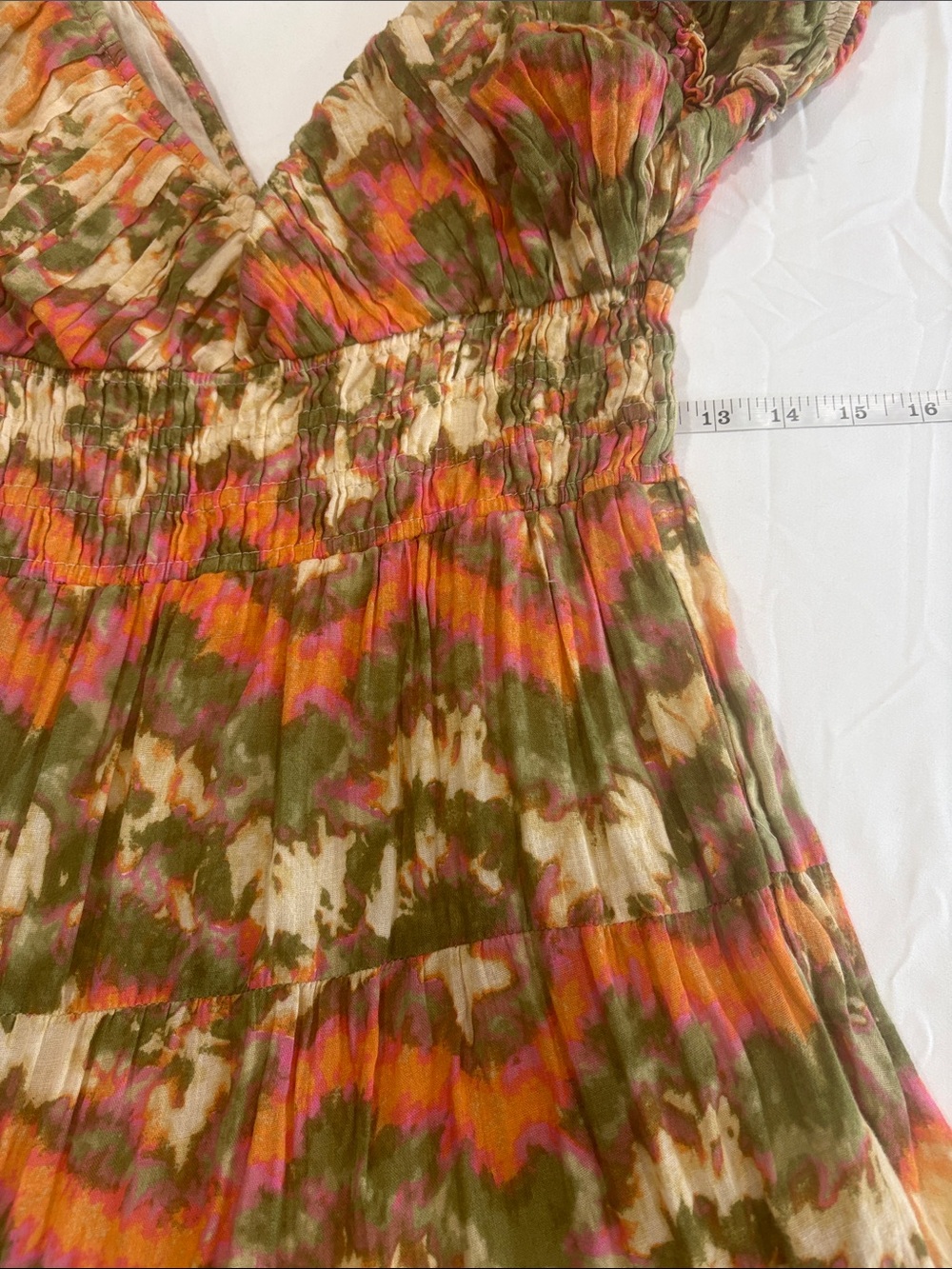 Caroline Constas BOHO / Olive & Orange Floral V-Neck Maxi Dress SIZE/S - Picture 10 of 11
